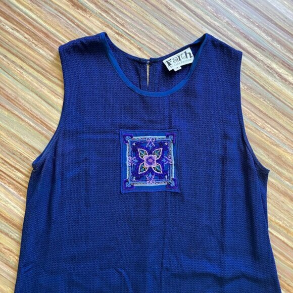 Faith by Celia Forester Sleeveless Maxi Dress Blue Textured with Beaded Design - Picture 6 of 10